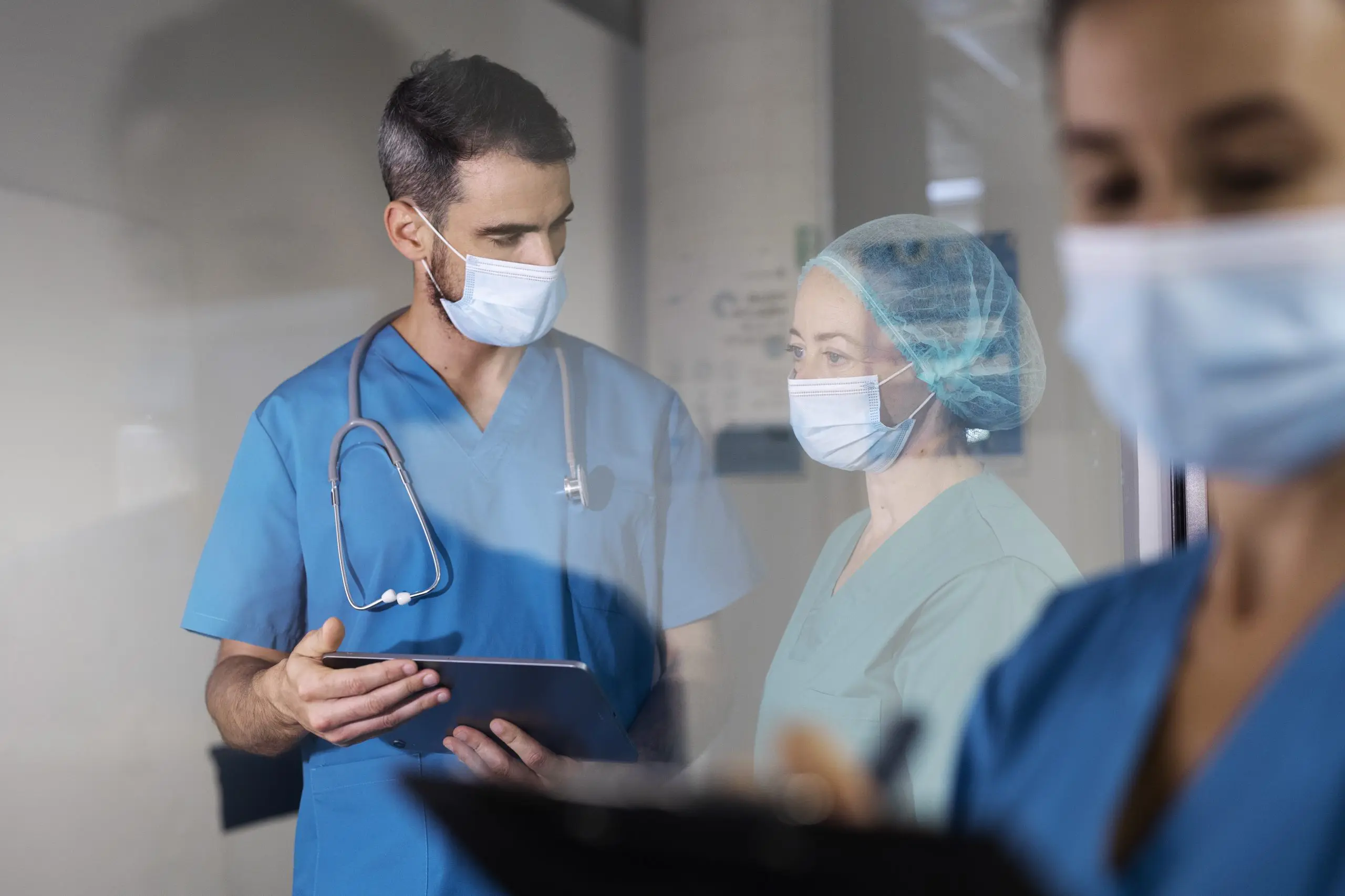 Students participating in a hands-on activity in a healthcare setting